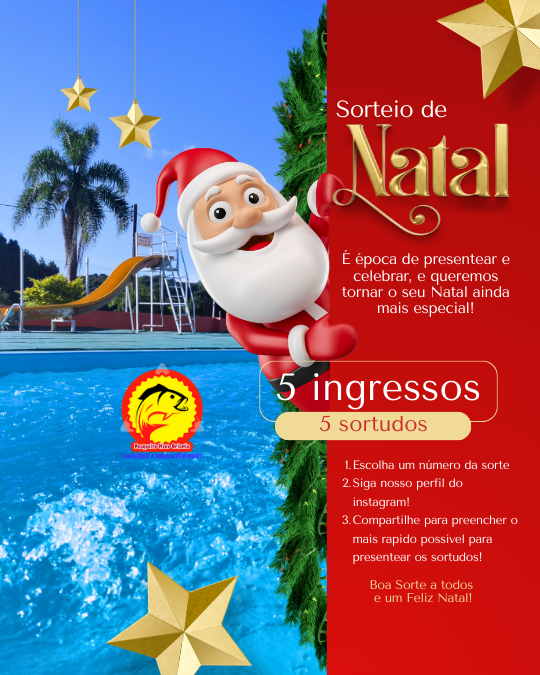 5 pessoas serão sorteadas com um ingresso do Parque Aquático