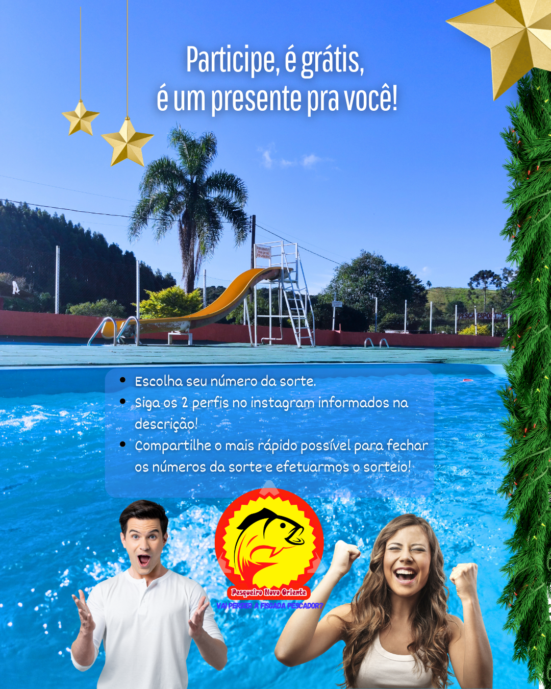 3 pessoas serão sorteadas com 2 ingressos do Parque Aquático